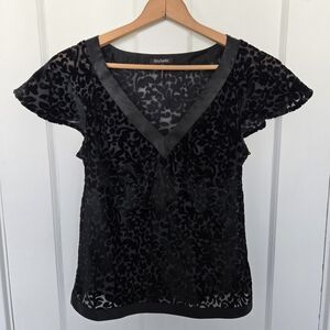 Y2K Velvet Burnout Babydoll Sheer Flutter Sleeve Top‎ Whimsigoth Fairy  Size S